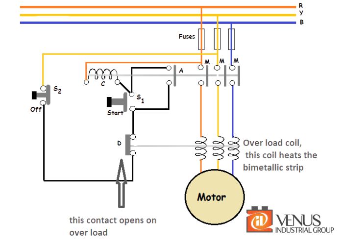 مدار اتصال رله اضافه بار